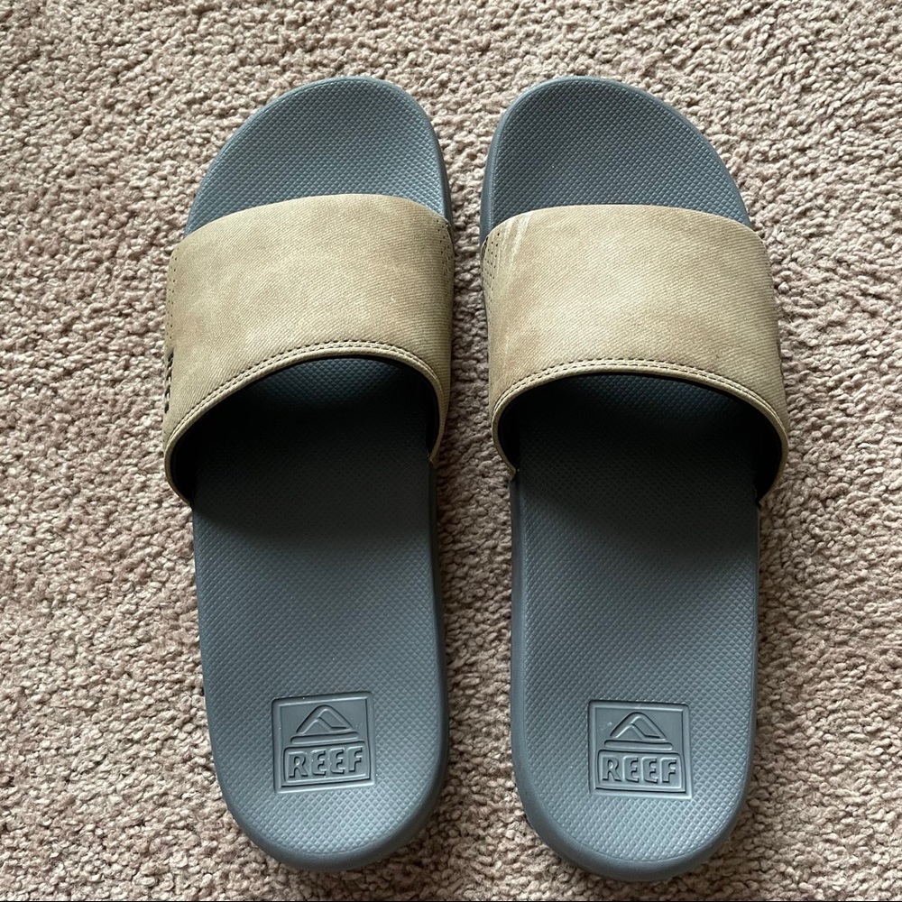 Reef One Slides, Grey and Tan